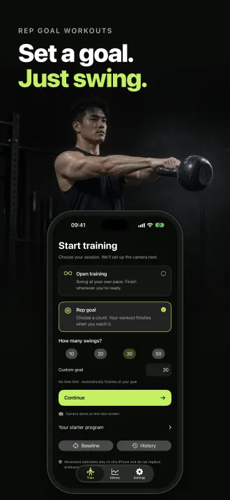Start training with open training or a rep goal