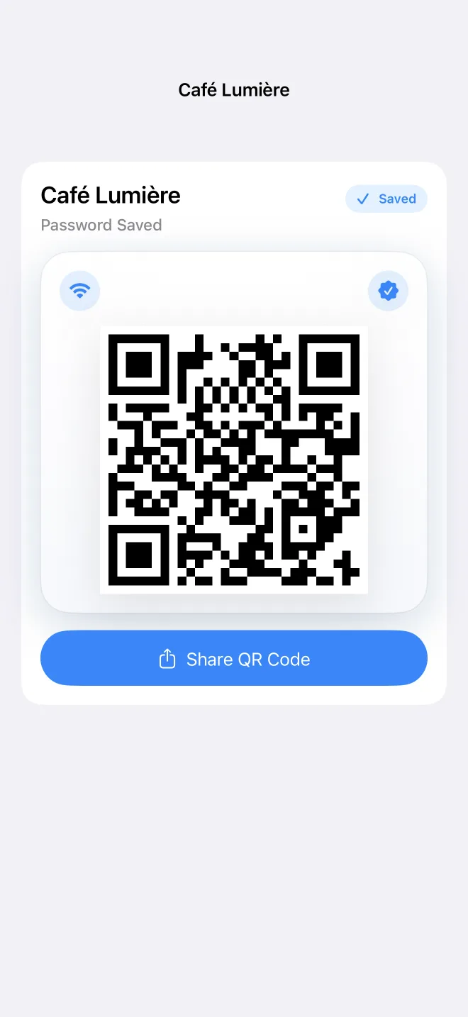 Saved guest Wi-Fi QR code in Wi-Fi QR