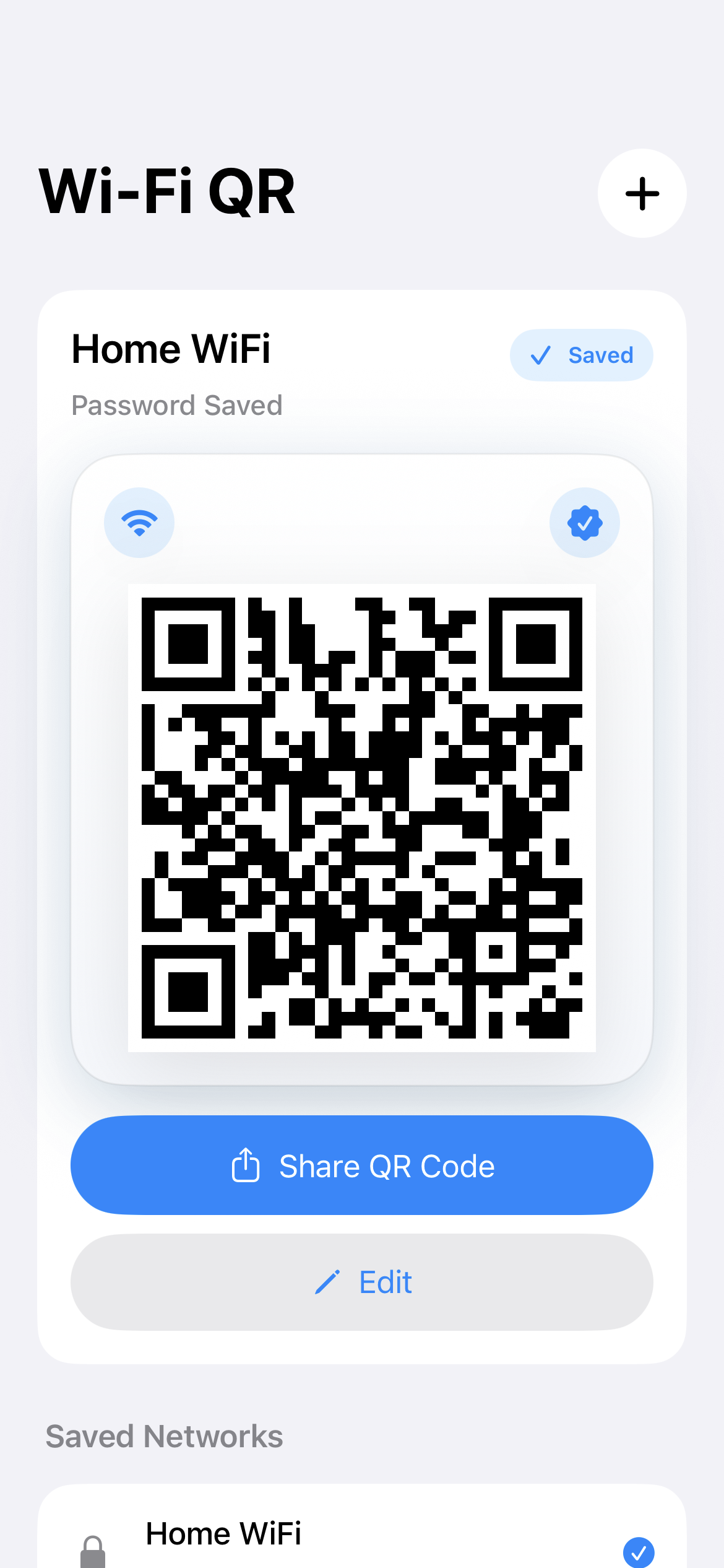 Wi-Fi QR code screen